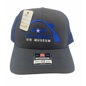 Richardson Original Trucker Hat Charcoal Blue Tillamook Air Museum Strapback NWT